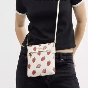 Coach Mini Rowan File Bag With Strawberry Print NWT